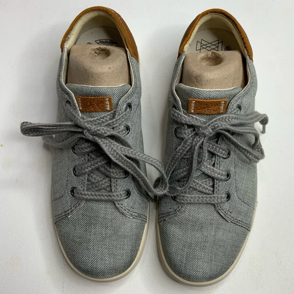 Chaco Gray Canvas Casual Sneakers with Tan Heel Accents